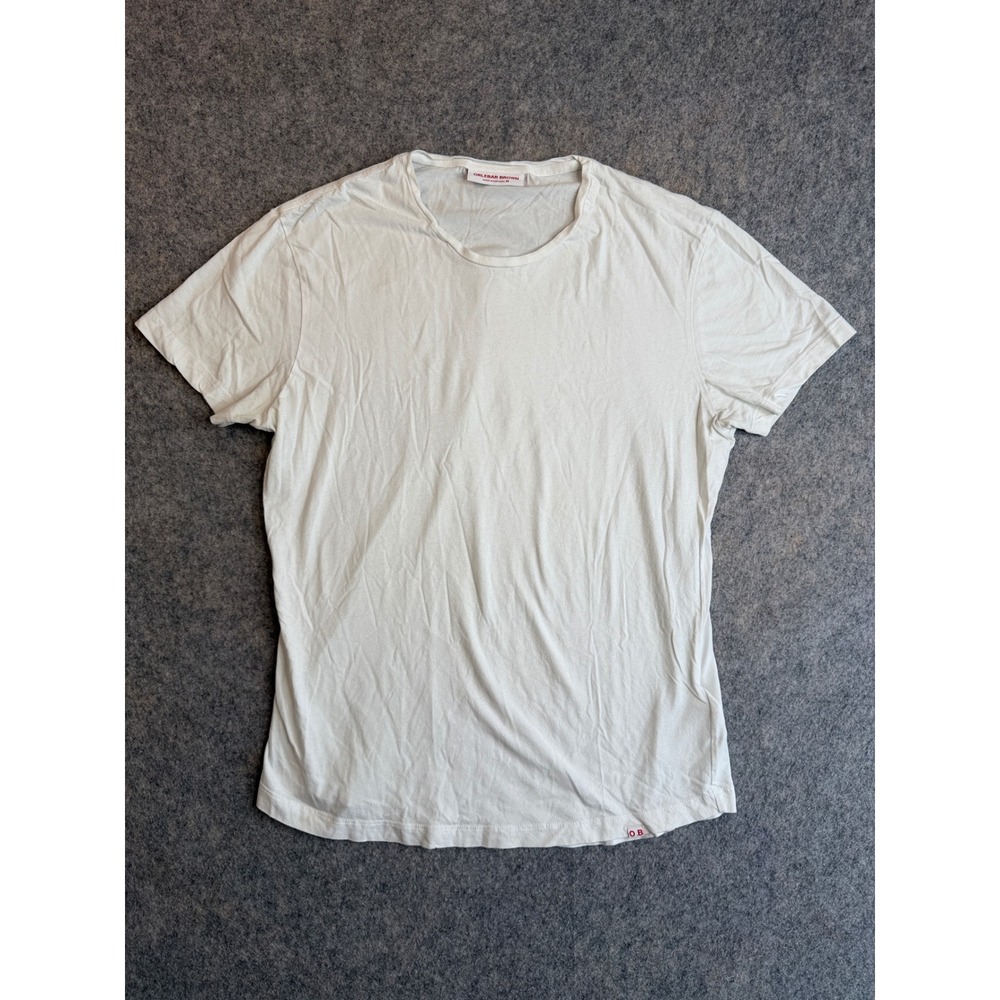 Orlebar Brown T-Shirt Mens M White Short Sleeve Crew Neck Cotton OB Logo Luxury